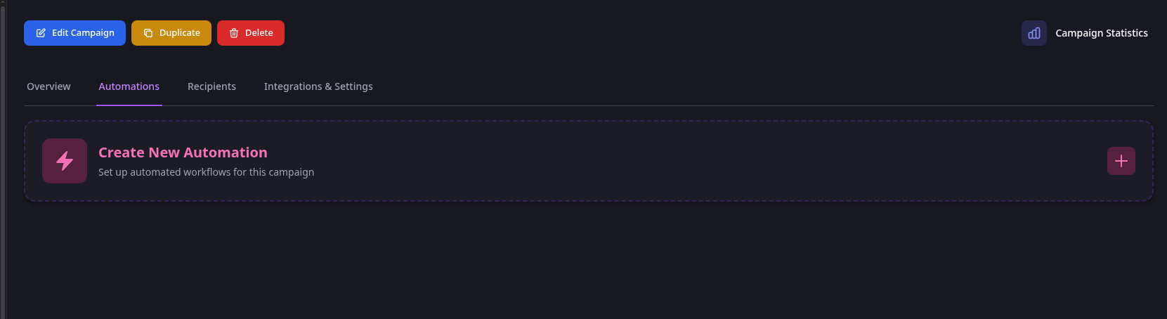 Campaign automation builder with workflow triggers and actions
